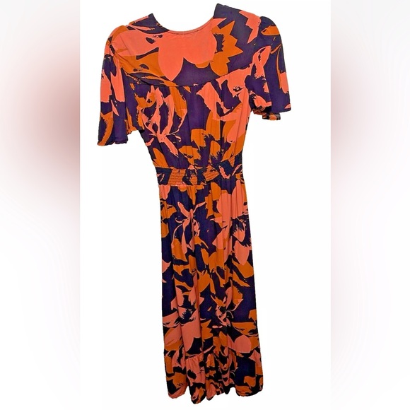 ABEL THE LABEL Anthropologie Navy Pink Orange Hi Lo Clare Dress Size XS - Picture 2 of 9